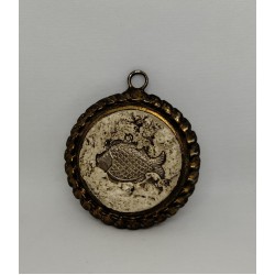 Handmade Wall Hanging Wreath – Bronze & Stone with Ichthys Symbol