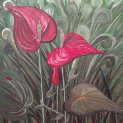 Hand-Painted Artwork – Flower Hearts