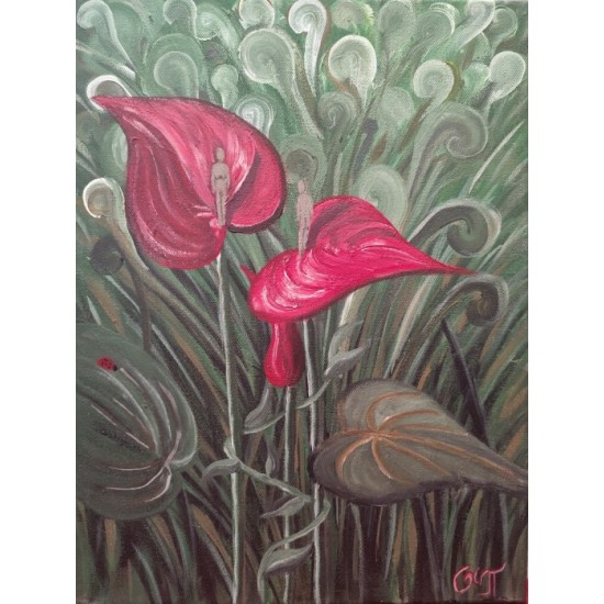 Hand-Painted Artwork – Flower Hearts