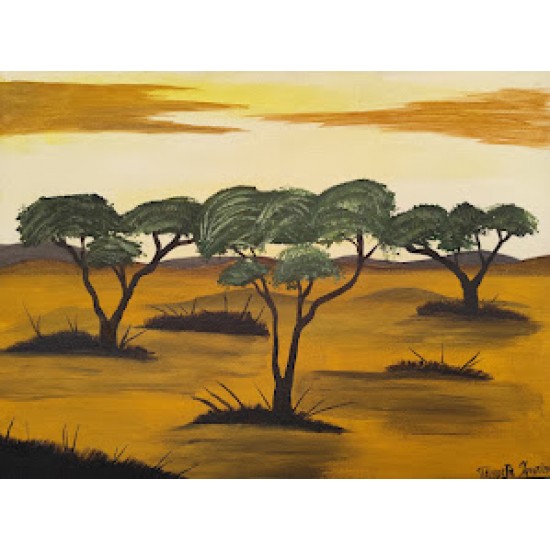 Acrylic Painting – "Three Trees in the Desert"