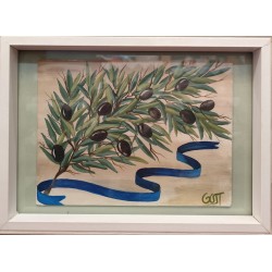 Acrylic Painting – "Olive Branch in Frame"