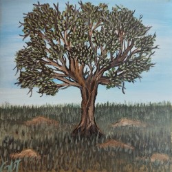 Acrylic Painting – "Tree at Sunset" (Part of Triptych)