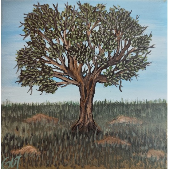 Acrylic Painting – "Tree at Sunset" (Part of Triptych)