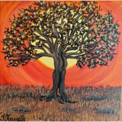 Acrylic Painting – "Tree at Sunset" (Part of Triptych)
