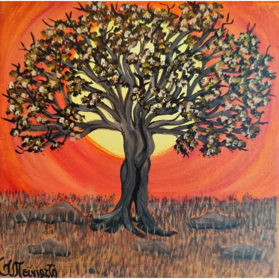 Acrylic Painting – "Tree at Sunset" (Part of Triptych)