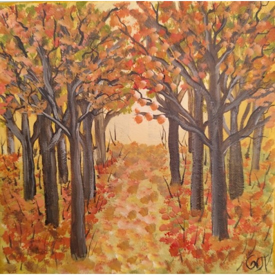Autumn Landscape in Triptych – Hand-Painted with Acrylics