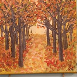 Autumn Landscape in Triptych – Hand-Painted with Acrylics