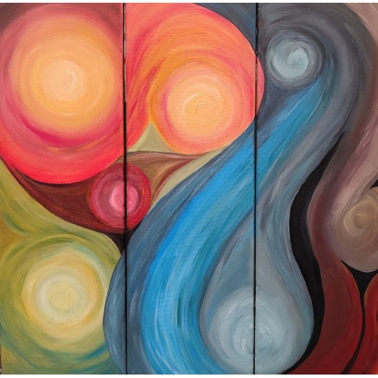 Modern Triptych – Hand-Painted with Acrylics