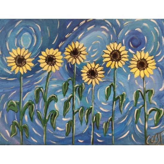 Hand-Painted Artwork – Sunflowers, Acrylic on Canvas