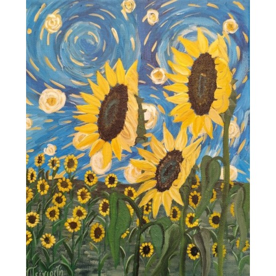 Hand-Painted Sunflower Artwork