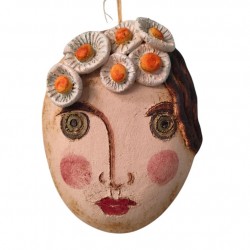 Ceramic Woman’s Face with Embossed Flowers