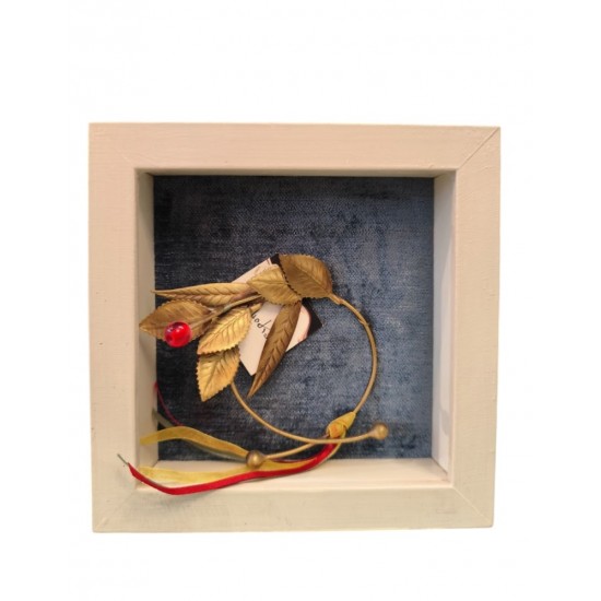 Bronze Decorative Laurel Wreath in Frame (9x14 cm | With Frame 17x17 cm)