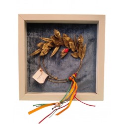 Bronze Decorative Laurel & Olive Wreath in Frame (9x14 cm | With Frame 17x17 cm)