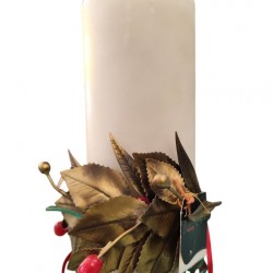 Bronze olive Wreath – Candle Holder (Handmade) | 40x11 cm | Candle 20x8 cm