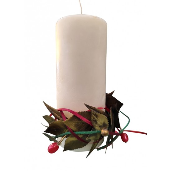 Bronze olive Wreath – Candle Holder (Handmade) | 40x11 cm | Candle 20x8 cm