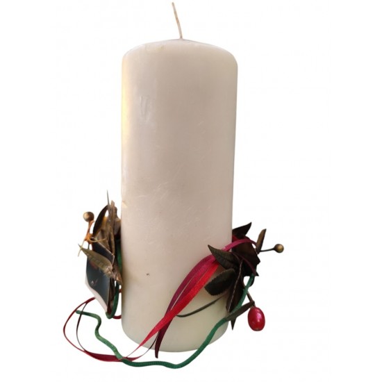 Bronze olive Wreath – Candle Holder (Handmade) | 40x11 cm | Candle 20x8 cm