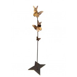 Oxidized Bronze Candle Holder with Butterflies (47x17 cm) – Handmade by Greek Artists