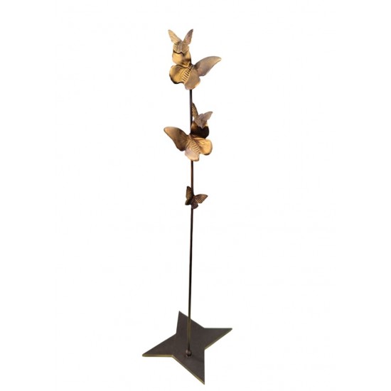 Oxidized Bronze Candle Holder with Butterflies (47x17 cm) – Handmade by Greek Artists