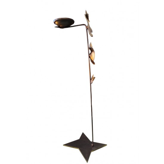 Oxidized Bronze Candle Holder with Butterflies (47x17 cm) – Handmade by Greek Artists