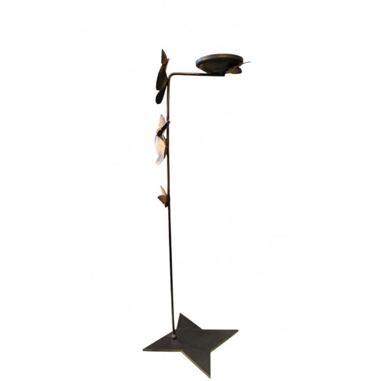Oxidized Bronze Candle Holder with Butterflies (47x17 cm) – Handmade by Greek Artists