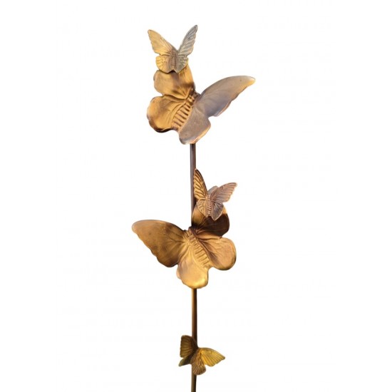 Oxidized Bronze Candle Holder with Butterflies (47x17 cm) – Handmade by Greek Artists