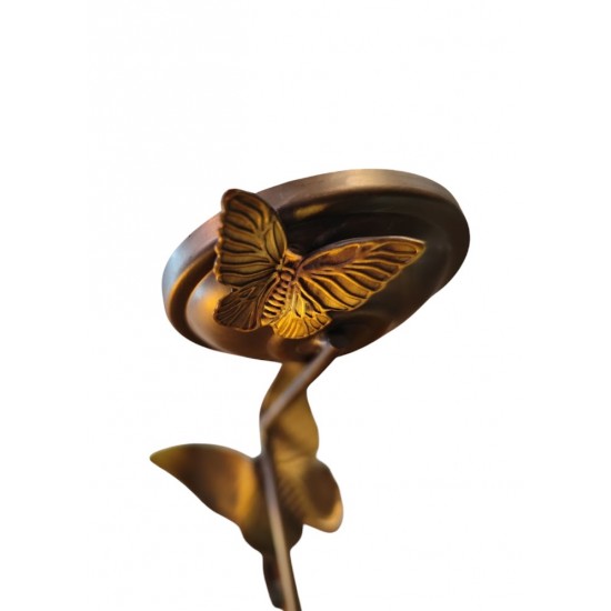 Oxidized Bronze Candle Holder with Butterflies (47x17 cm) – Handmade by Greek Artists