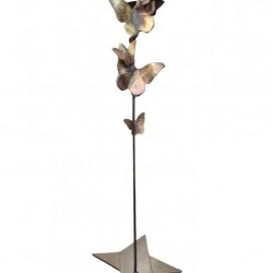 Oxidized Bronze Candle Holder with Butterflies (45x17 cm) – Handmade by Greek Artists