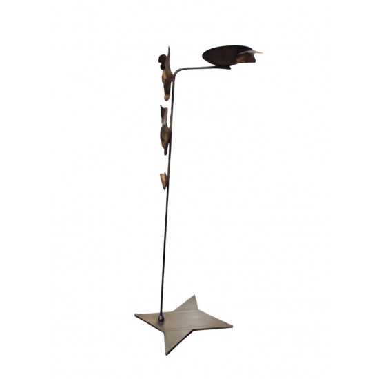 Oxidized Bronze Candle Holder with Butterflies (45x17 cm) – Handmade by Greek Artists