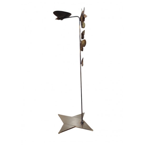 Oxidized Bronze Candle Holder with Butterflies (45x17 cm) – Handmade by Greek Artists