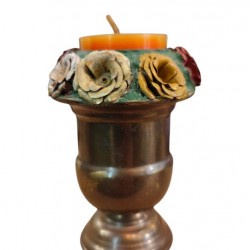 Handmade Bronze Candelabrum with Raised Roses – Crafted by Greek Artists