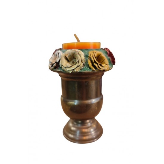 Handmade Bronze Candelabrum with Raised Roses – Crafted by Greek Artists