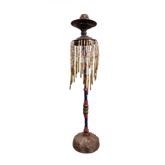 Handmade Bronze Candelabrum Adorned with Beads – Crafted by Greek Artists