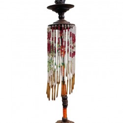 Handmade Bronze Candelabrum Adorned with Beads – Crafted by Greek Artists