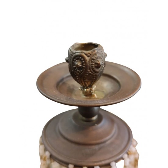 Handmade Bronze Candelabrum Adorned with Beads – Crafted by Greek Artists