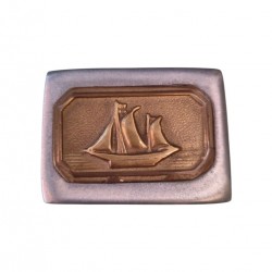 Handmade Aluminum Paperweight with Bronze Ship – Crafted by Greek Artists