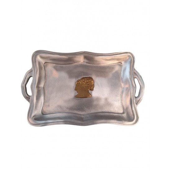 Handmade Silver Plate with the Bust of Alexander the Great – Crafted by Greek Artists