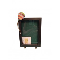 Brass Tabletop Frame with Hand-Painted Balloon – Handmade Artwork