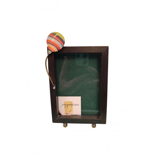 Brass Tabletop Frame with Hand-Painted Balloon – Handmade Artwork
