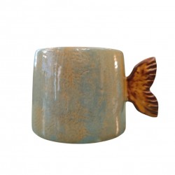 Ceramic Mug with Fish Tail Handle
