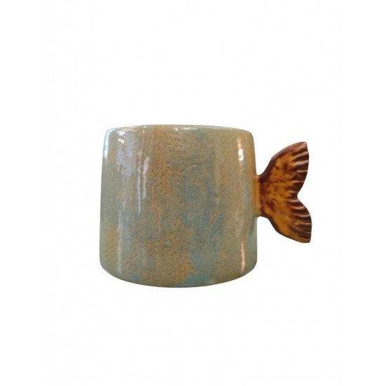 Ceramic Mug with Fish Tail Handle