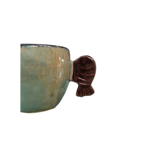 Handmade Espresso or Greek Coffee Cup with Wing-Shaped Handle