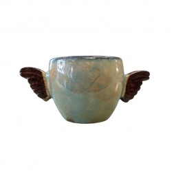 Handmade Espresso or Greek Coffee Cup with Wing-Shaped Handle