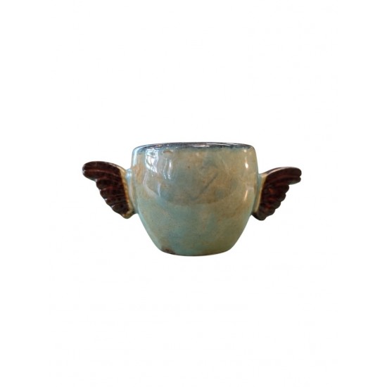 Handmade Espresso or Greek Coffee Cup with Wing-Shaped Handle