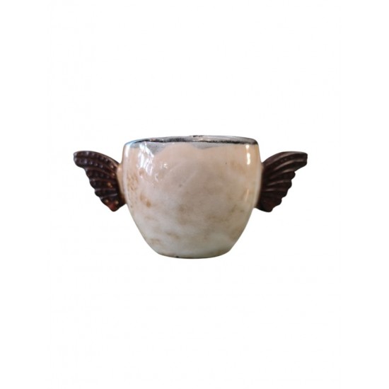 Handmade Espresso or Greek Coffee Cup with Wing-Shaped Handle