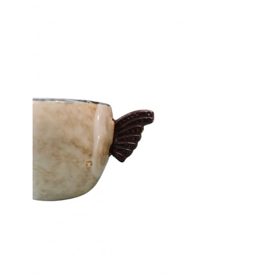 Handmade Espresso or Greek Coffee Cup with Wing-Shaped Handle