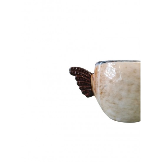 Handmade Espresso or Greek Coffee Cup with Wing-Shaped Handle