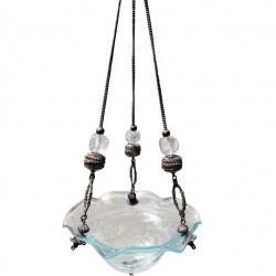 Handmade Crackled Blown Glass Candle Holder