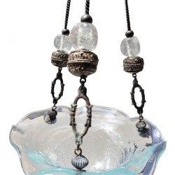 Handmade Crackled Blown Glass Candle Holder
