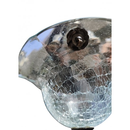 Handmade Crackled Blown Glass Candle Holder