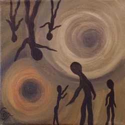 Painting on canvas with akrylics colors,shadows